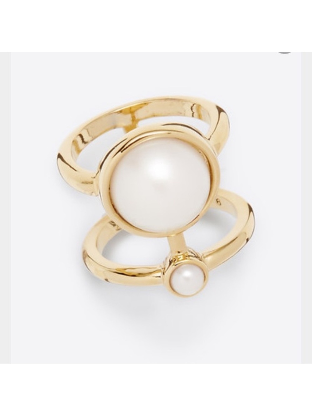 Ann Taylor Gold-Tone Double Band Ring with White Pearls size 6